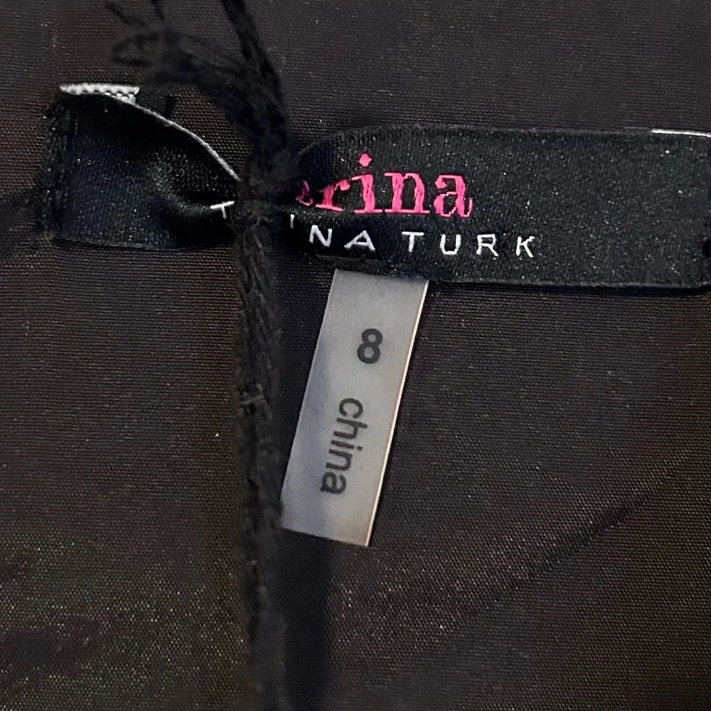 NWT TRINA TURK Marcia Sleeveless Dress Sz 8 ALine VNeck Black Purple Blue Easter - Picture 7 of 12